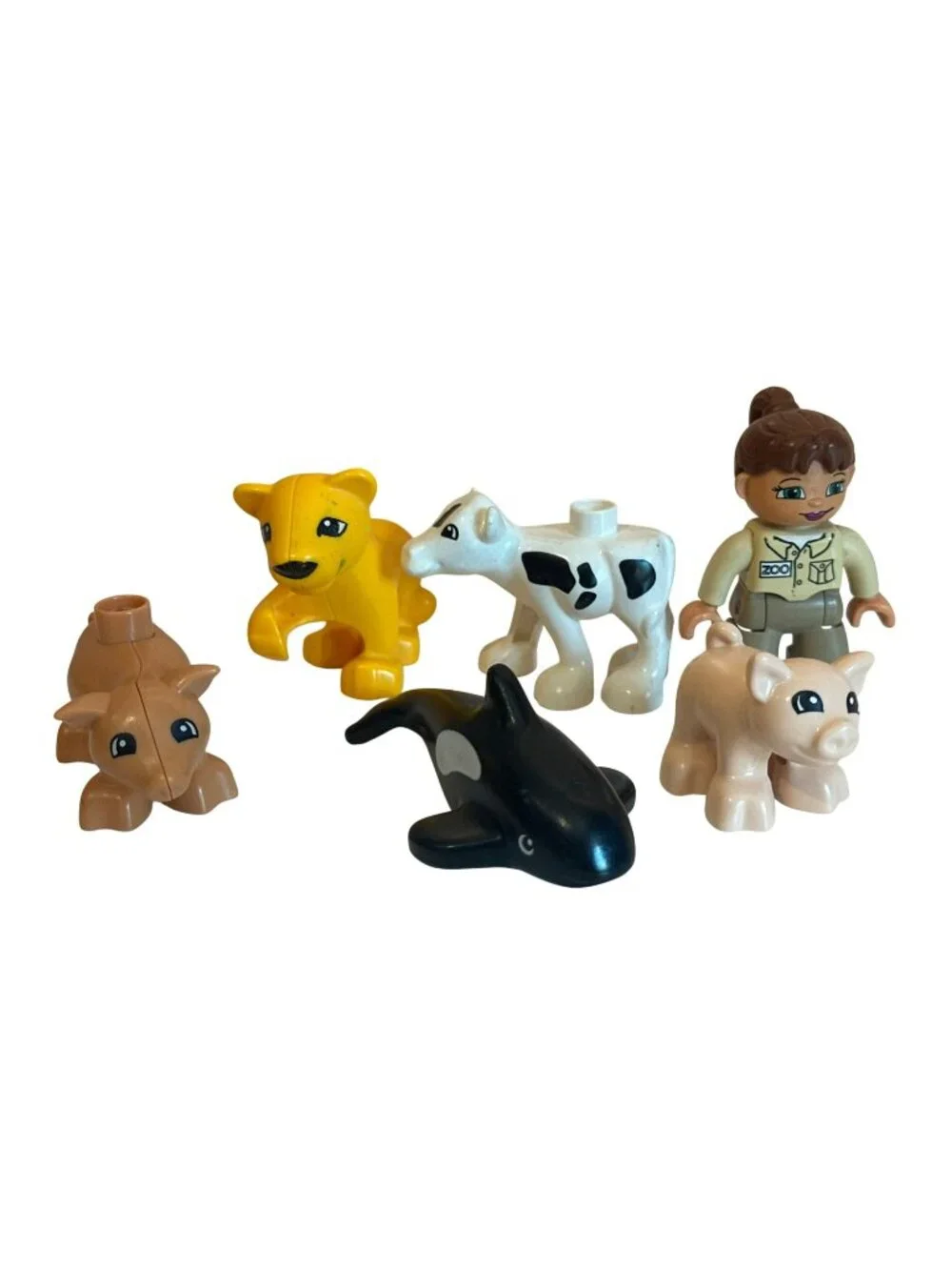 LEGO Duplo Animals Lot Farm Zoo Pigs Lion Cow Orca Whale Zookeeper Figure Toys